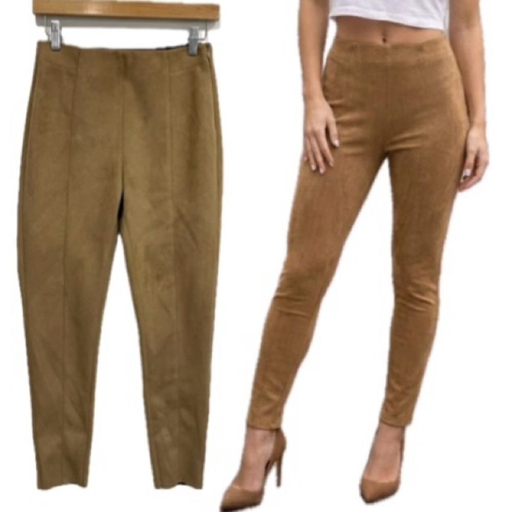 Primark Faux Suede Leggings Womens Size 6 Camel Soft Buttery Slim Stretch Pants